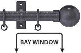Arc 25mm Metal Bay Window Pole Gunmetal, Ball