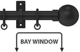Arc 25mm Metal Bay Window Pole Soft Black, Ball