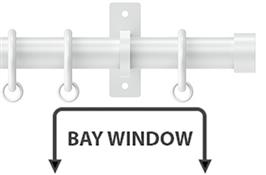 Arc 25mm Metal Bay Window Pole China White, Stud
