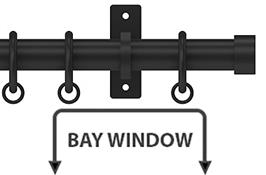 Arc 25mm Metal Bay Window Pole Soft Black, Stud