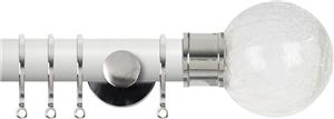Renaissance Accents 35mm Chalk White Cont Pole, Polished Silver Crackled Glass