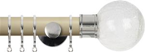 Renaissance Accents 35mm Cotton Cream Cont Pole, Polished Silver Crackled Glass
