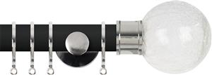 Renaissance Accents 35mm Cool Black Cont Pole, Polished Silver Crackled Glass