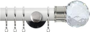 Renaissance Accents 35mm Chalk White Cont Pole, Polished Silver Cut Crystal