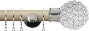 Renaissance Accents 35mm Cotton Cream Cont Pole, Polished Silver Crystal Bead