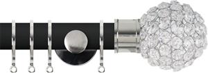 Renaissance Accents 35mm Cool Black Cont Pole, Polished Silver Crystal Bead
