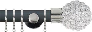 Renaissance Accents 35mm Slate Grey Cont Pole, Polished Silver Crystal Bead