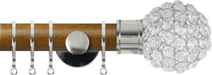 Renaissance Accents 35mm Mid Oak Cont Pole, Polished Silver Crystal Bead