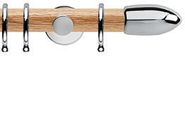 Neo 35mm Oak Wood Pole, Chrome, Bullet
