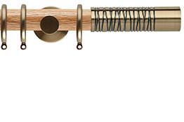 Neo 35mm Oak Wood Pole, Spun Brass, Wired Barrel