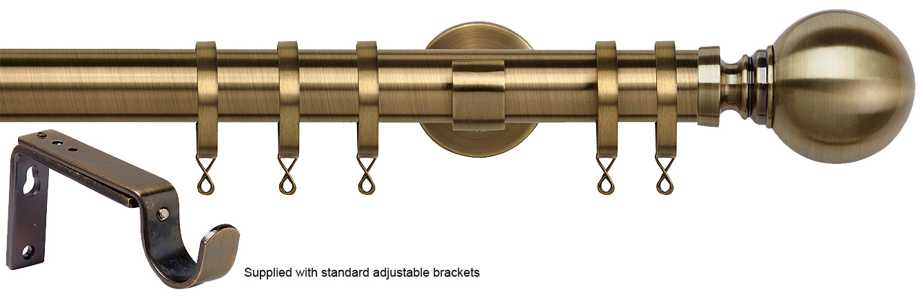 Speedy 35mm Poles Apart Metal Pole Standard Antique Brass Globe