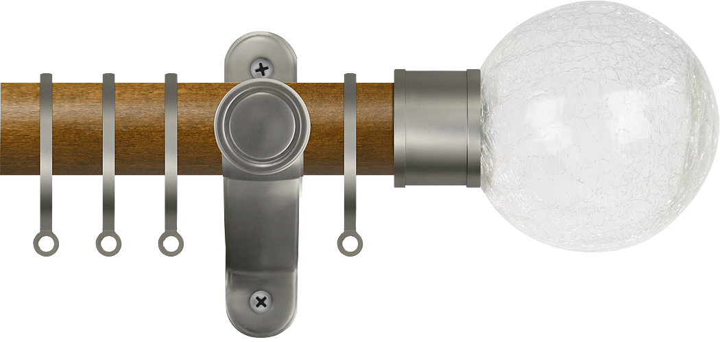 Renaissance Accents 50mm Mid Oak Lux Pole, Titanium, Crackled Glass