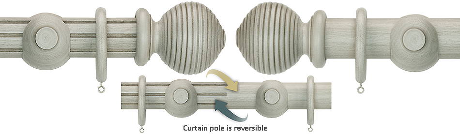 Duet 50mm Wood Curtain Pole in Chateau Grey with Beehive finials | Just  Poles